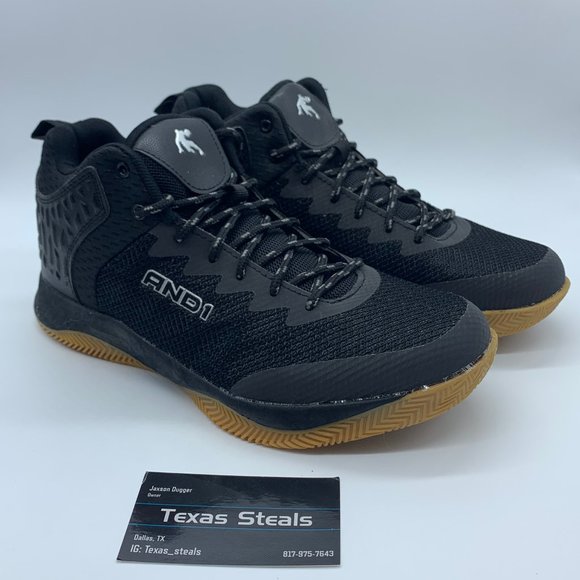 And1 Black Gum Basketball Shoes - Picture 2 of 8